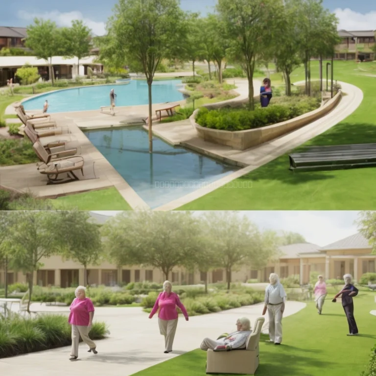 自然の中を散歩する利用者のグループ